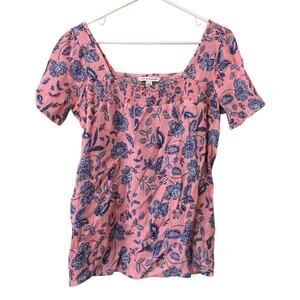 Zac & Rachel Women Size Small Paisley Floral Top Shirt Square Neck Cottagecore